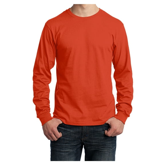 Mafoose Mens Long Sleeve Core Cotton T-Shirts Orange 2XL