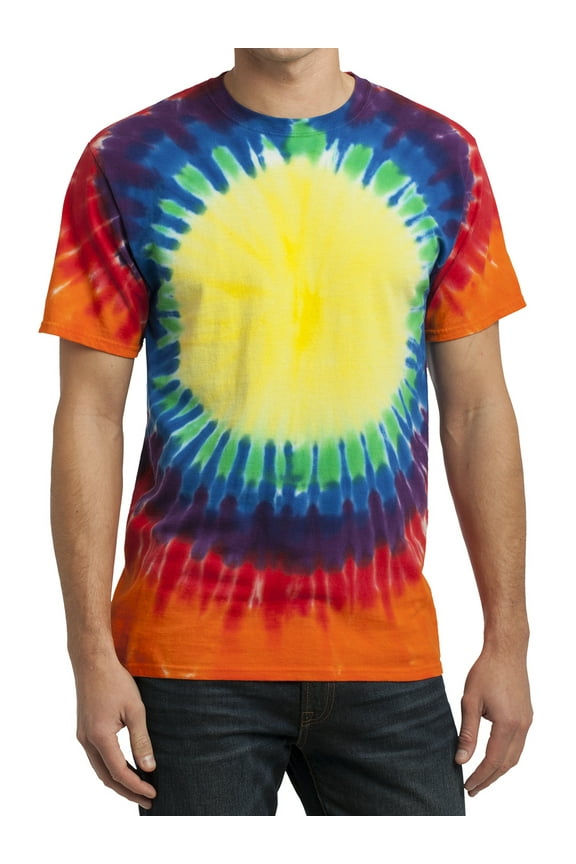Mens Short Sleeve Window Tie-Dye T-Shirt Rainbow Small
