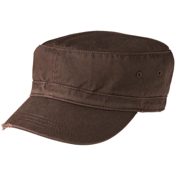 Mafoose Military Style Distressed Enzyme Washed Cotton Twill Caps in 4 Colors Chocolate Brown