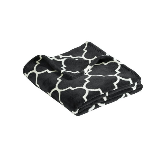 Mafoose Ultra Plush Blanket Graphite Grey Quatrefoil