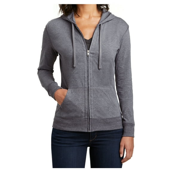 Mafoose Women Juniors Jersey Full-Zip Female Hoodie Dark Heather Grey M