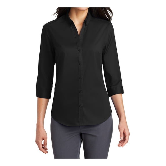 Mafoose Women's 3/4-Sleeve SuperPro Twill Shirt Black X-Small