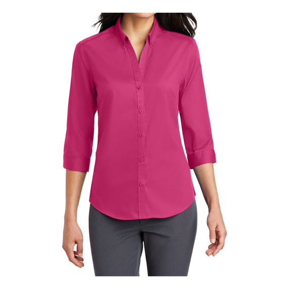 Mafoose Women's 3/4-Sleeve SuperPro Twill Shirt Pink Azalea X-Small