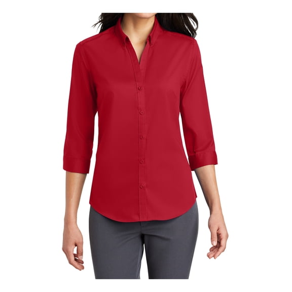 Mafoose Women's 3/4-Sleeve SuperPro Twill Shirt Rich Red X-Small