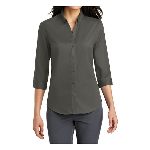 Mafoose Women's 3/4-Sleeve SuperPro Twill Shirt Sterling Grey X-Small