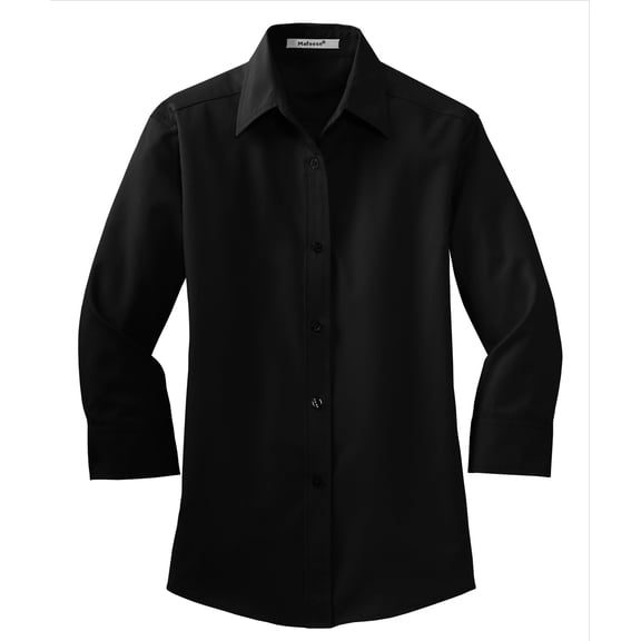 Mafoose Women's 3/4-Sleeve Traditional Easy Care Shirt Black XS