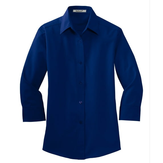 Mafoose Women's 3/4-Sleeve Traditional Easy Care Shirt Mediterranean Blue L