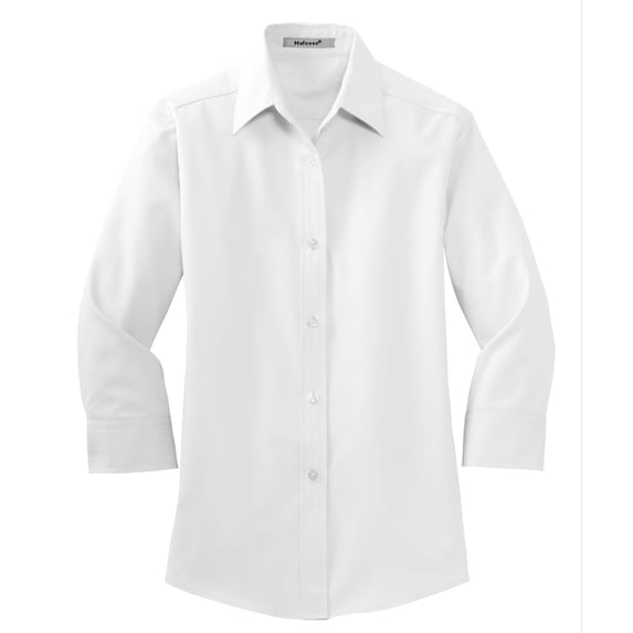 Mafoose Women's 3/4-Sleeve Traditional Easy Care Shirt White 3XL