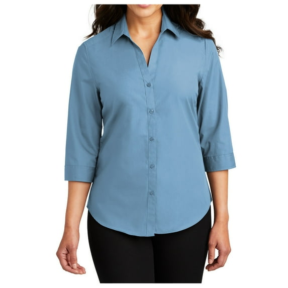 Mafoose Women's 3/4 Sleeve Uniforms Carefree Poplin Shirt Carolina Blue X-Small