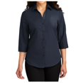 thumbnail image 1 of Mafoose Women's 3/4 Sleeve Uniforms Carefree Poplin Shirt River Blue Navy Large, 1 of 4