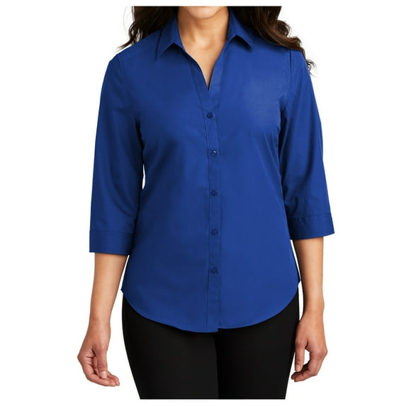Mafoose Women's 3/4 Sleeve Uniforms Carefree Poplin Shirt True Royal 3X-Large
