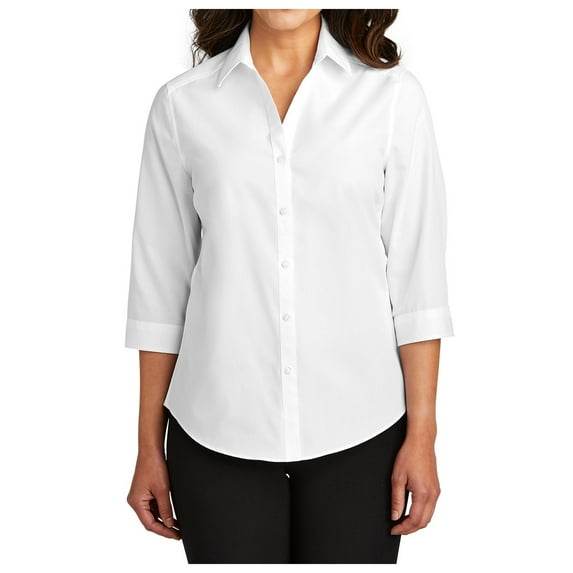 Mafoose Women's 3/4 Sleeve Uniforms Carefree Poplin Shirt White Small