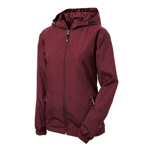 Mafoose Women's Colorblock Hooded Raglan Jacket Maroon/White 2X-Large