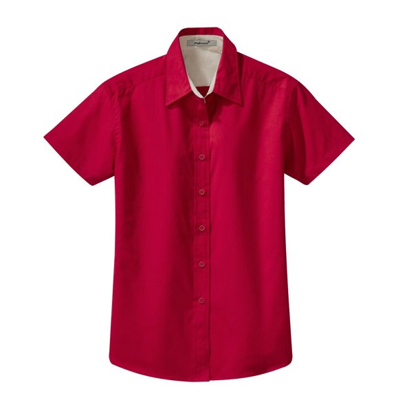 Mafoose Women's Comfortable Short Sleeve Easy Care Shirt Red/Light Stone L