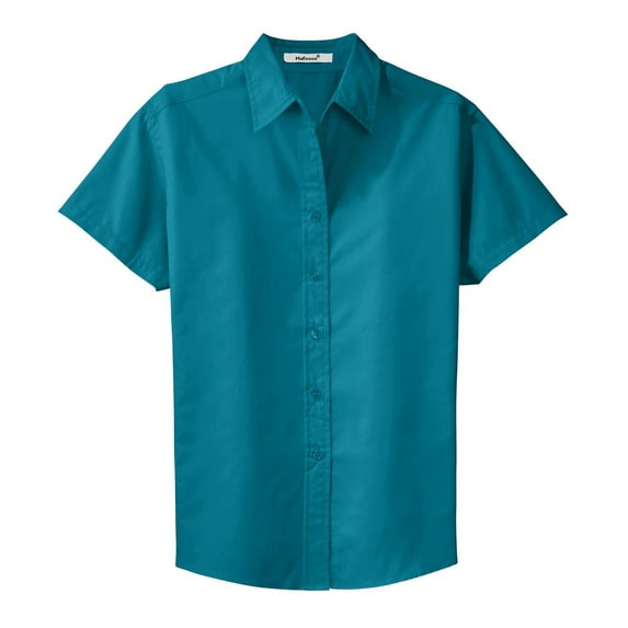 Mafoose Women's Comfortable Short Sleeve Easy Care Shirt Teal Green M