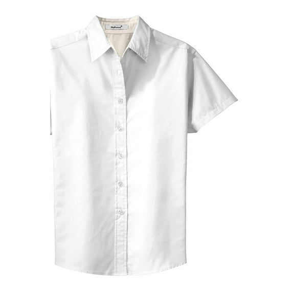 Mafoose Women's Comfortable Short Sleeve Easy Care Shirt White/Light Stone 2XL