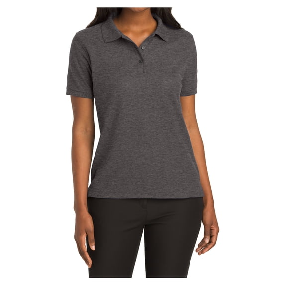 Mafoose Women's Comfortable Silk Touch Polo Golf Shirt Short Sleeve Charcoal Heather Grey 6XL