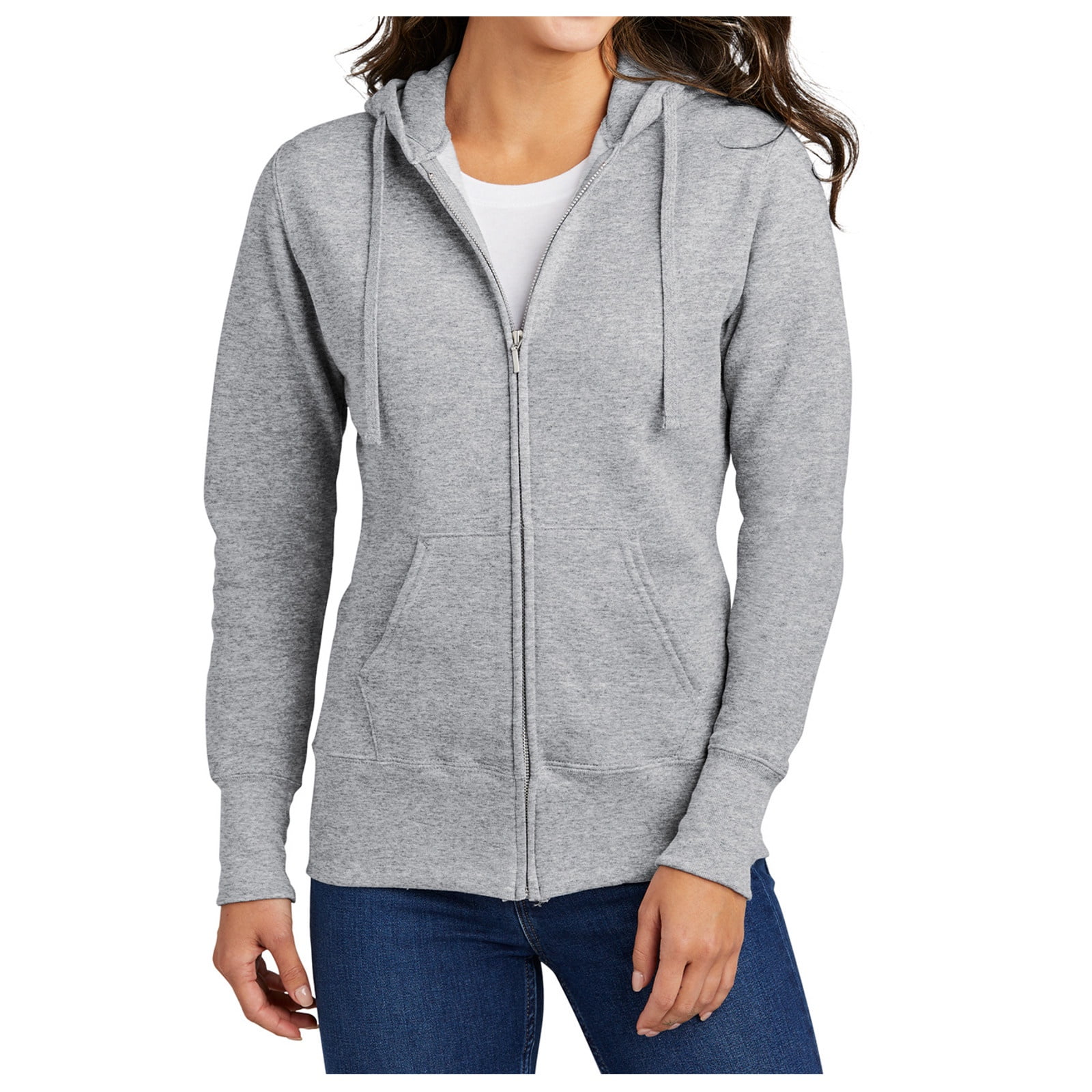 Mafoose Women's Core Fleece Full-Zip Long Sleeve Hooded Cozy Sweatshirt Athletic Heather L