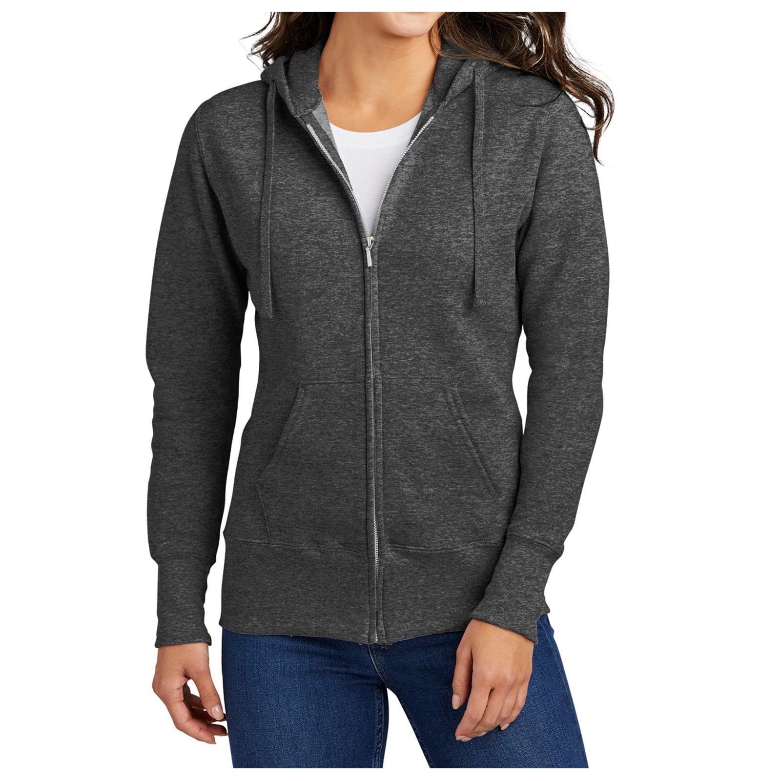 Mafoose Women's Core Fleece Full-Zip Long Sleeve Hooded Cozy Sweatshirt Dark Heather Grey XS
