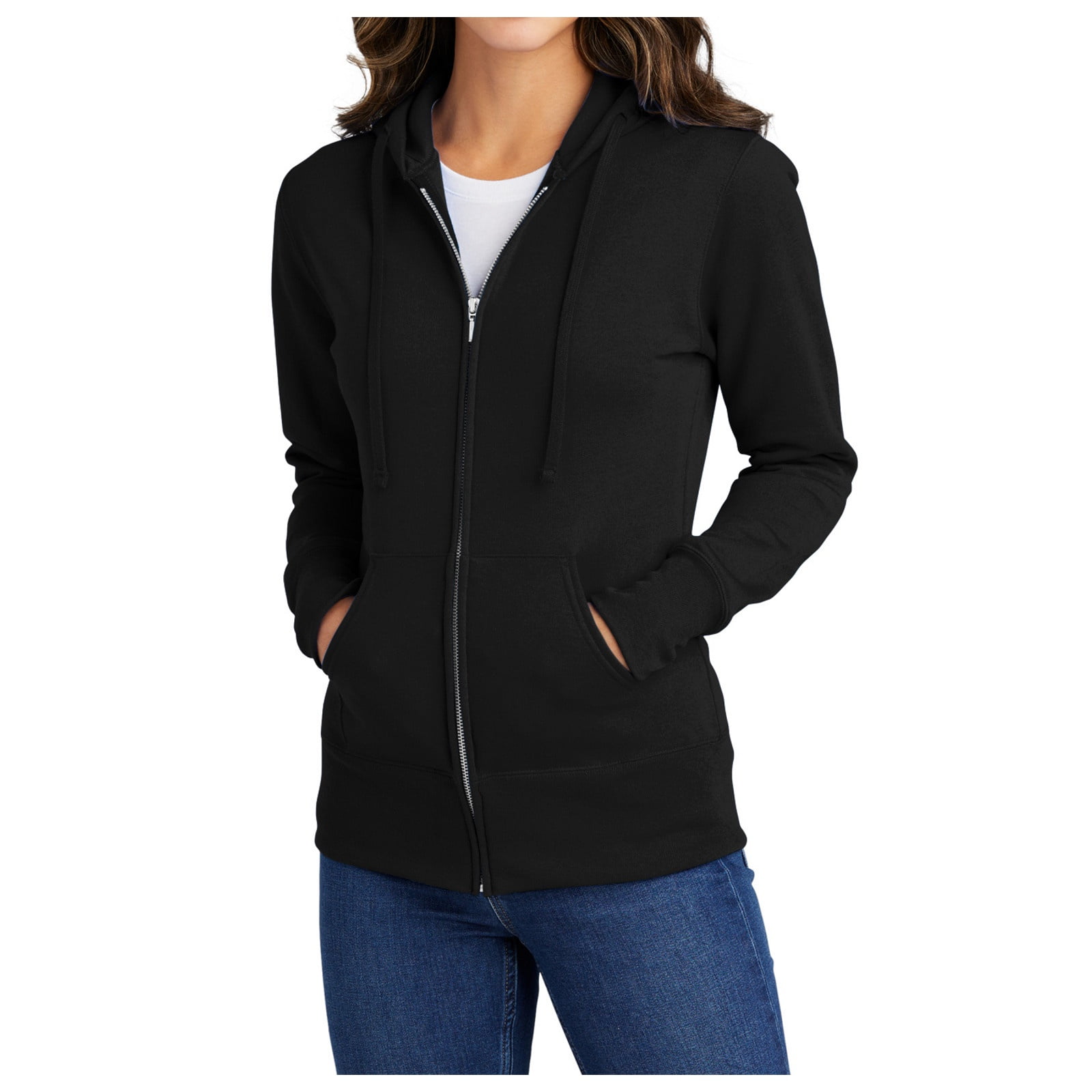 Mafoose Women's Core Fleece Full-Zip Long Sleeve Hooded Cozy Sweatshirt Jet Black S