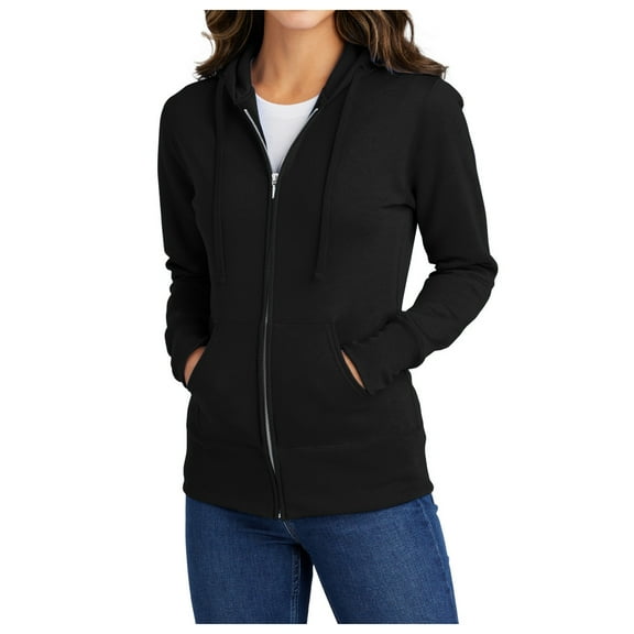 Mafoose Women's Core Fleece Full-Zip Long Sleeve Hooded Cozy Sweatshirt Jet Black XL