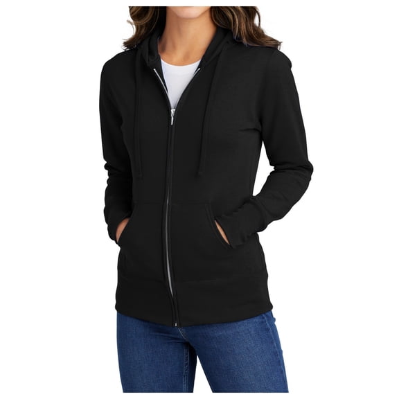 Mafoose Women's Core Fleece Full-Zip Long Sleeve Hooded Cozy Sweatshirt Jet Black XS