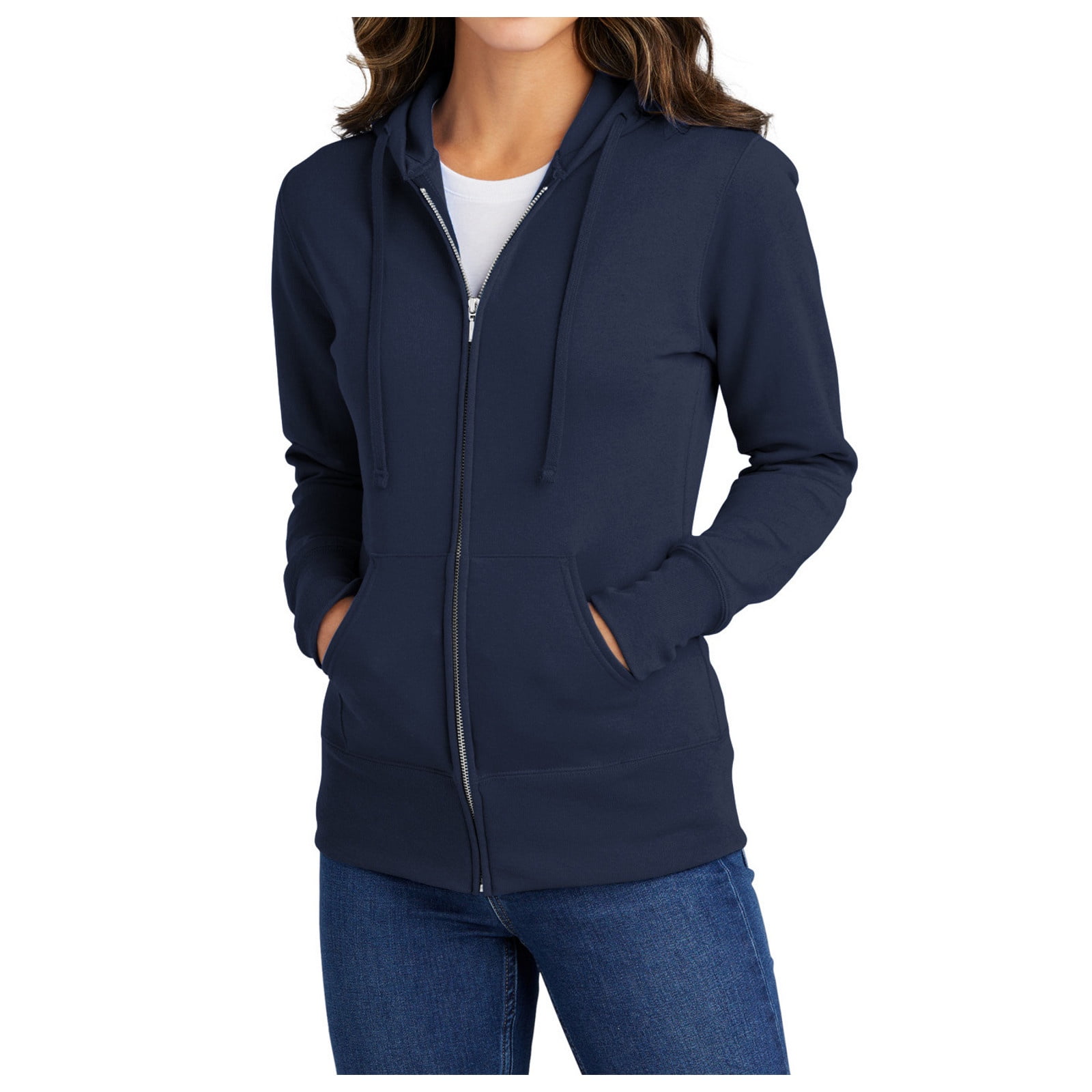 Mafoose Women's Core Fleece Full-Zip Long Sleeve Hooded Cozy Sweatshirt Navy L