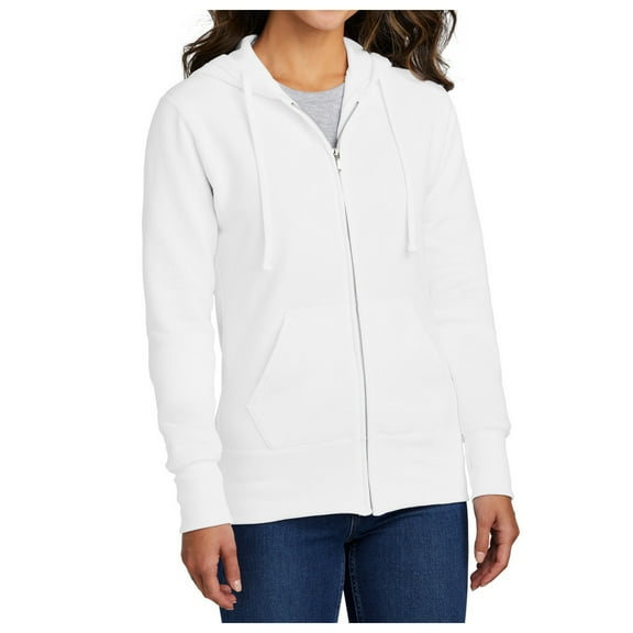Mafoose Women's Core Fleece Full-Zip Long Sleeve Hooded Cozy Sweatshirt White XS