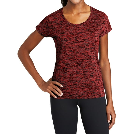 Mafoose Women's Electric Heather Sporty Tee Deep Red-Black Electric X-Small