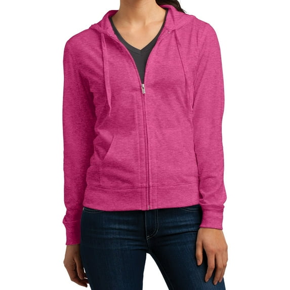 Mafoose Women's Juniors Jersey Full-Zip Hoodie Dark Fuchsia Heather X-Small