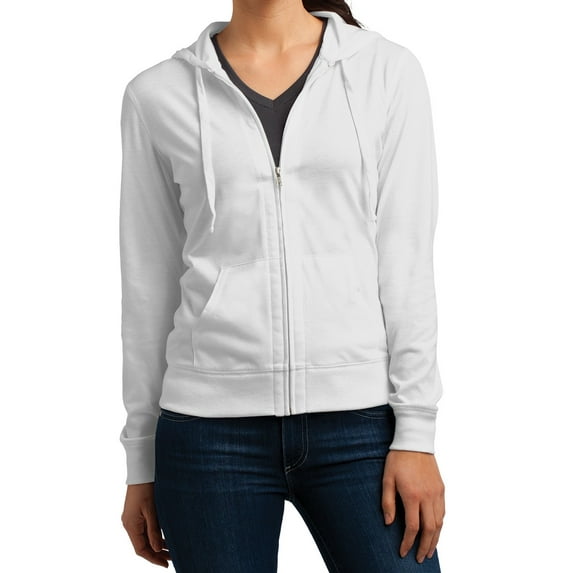 Mafoose Women's Juniors Jersey Full-Zip Hoodie White Large