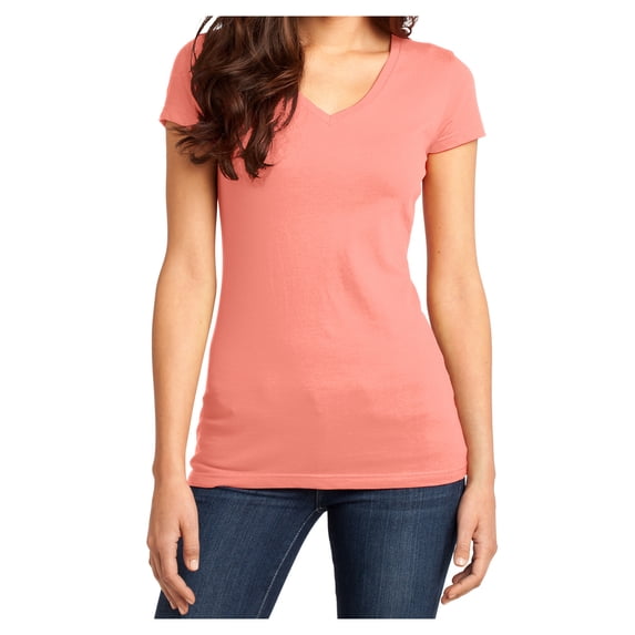 Mafoose Women's Juniors V-Neck Cotton T-Shirt Peach 4X-Large