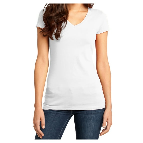 Mafoose Women's Juniors V-Neck Cotton T-Shirt White Large