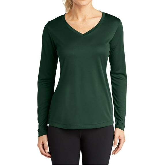 Mafoose Women's Long Sleeve Competitor V-Neck Tee Forest Green Large