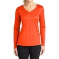 thumbnail image 1 of Mafoose Women's Long Sleeve Competitor V-Neck Tee Neon Orange 2X-Large, 1 of 5