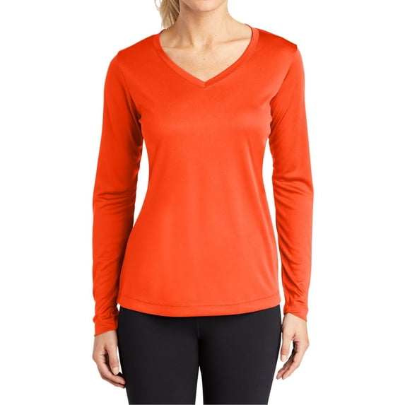 Mafoose Women's Long Sleeve Competitor V-Neck Tee Neon Orange 2X-Large