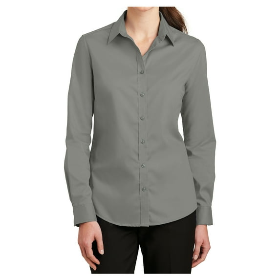 Mafoose Women's Long Sleeve SuperPro Twill Shirt Monument Grey 2XL