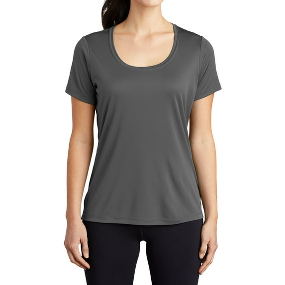 Mafoose Women's Short Sleeve Posi-UV Pro Scoop Neck Tee Dark Smoke Grey Small