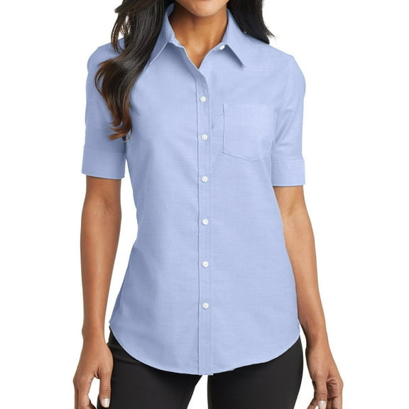 Mafoose Women's Short Sleeve SuperPro Oxford Shirt Oxford Blue X-Small