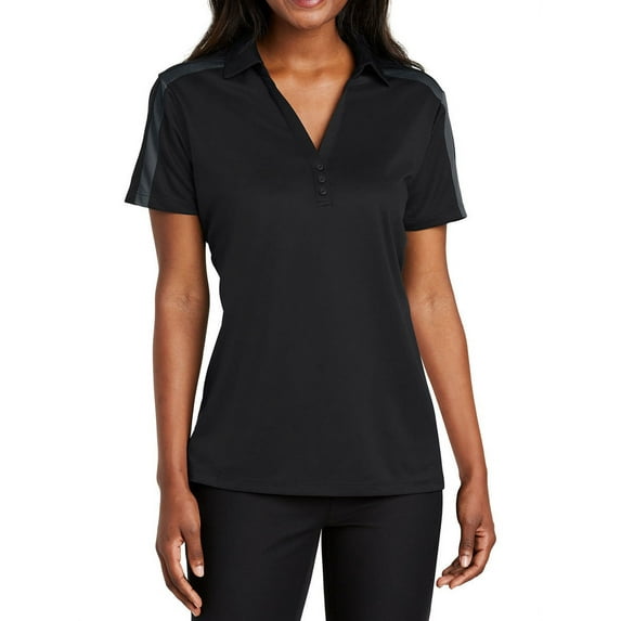 Mafoose Women's Silk Touch Performance Colorblock Stripe Polo Black/ Steel Grey 3X-Large