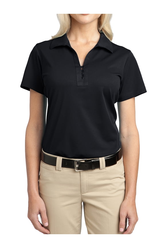 Women's Tech Pique Polo T-Shirt Black Medium