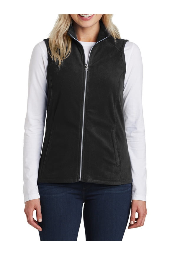 Women's Tricot Pockets Lightweight Microfleece Vest Black 3XLarge
