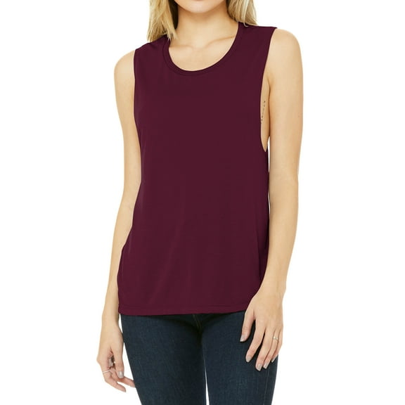 Mafoose Women's drapey fit Side seamed Flowy Scoop Muscle Tank Maroon Small
