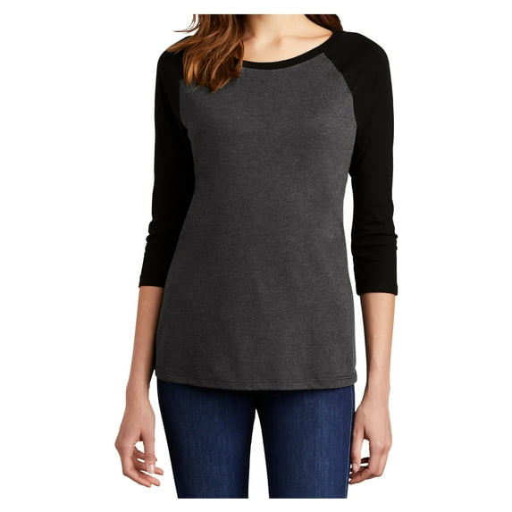 Mafoose Womens Perfect Tri 3/4-Sleeve Female Raglan T-Shirt Black/ Black Frost 3XL
