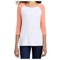 thumbnail image 1 of Mafoose Womens Perfect Tri 3/4-Sleeve Female Raglan T-Shirt Heathered Dusty Peach/ White XS, 1 of 6