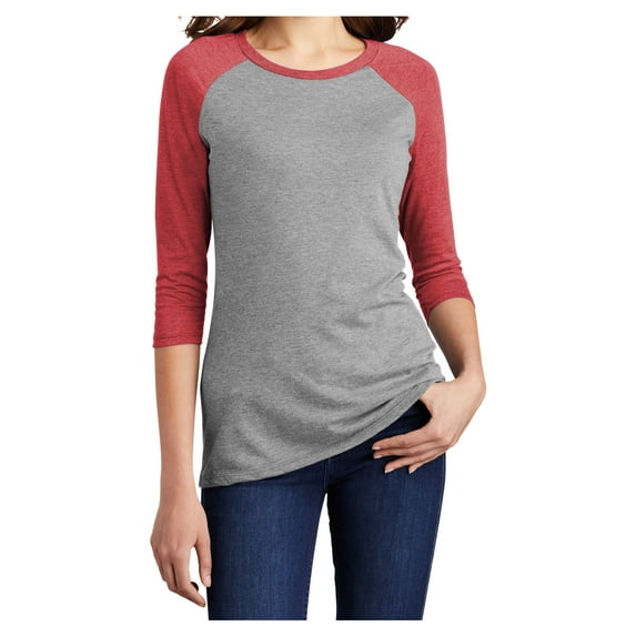 Mafoose Womens Perfect Tri 3/4-Sleeve Female Raglan T-Shirt Red Frost/ Grey Frost XS