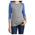 thumbnail image 1 of Mafoose Womens Perfect Tri 3/4-Sleeve Female Raglan T-Shirt Royal Frost/ Grey Frost S, 1 of 6