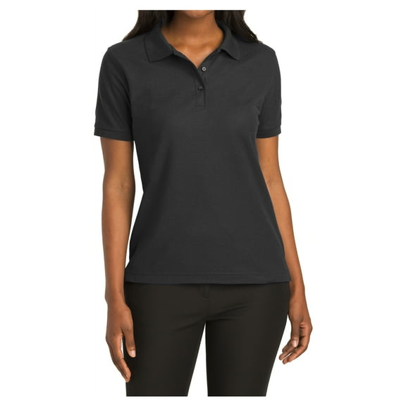 Mafoose Women's Comfortable Silk Touch Polo Golf Shirt Short Sleeve Black XS