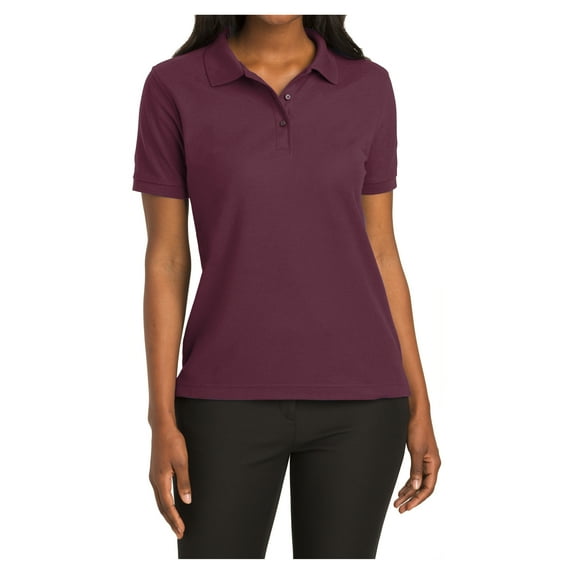 Mafoose Women's Comfortable Silk Touch Polo Golf Shirt Short Sleeve Burgundy XS