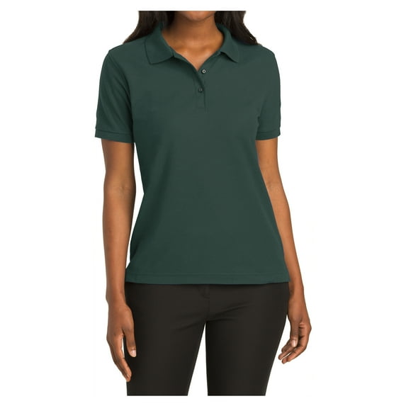 Mafoose Women's Comfortable Silk Touch Polo Golf Shirt Short Sleeve Dark Green L
